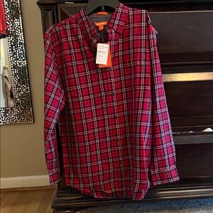 Joe Fresh Red and Black Plaid Button Down Shirt